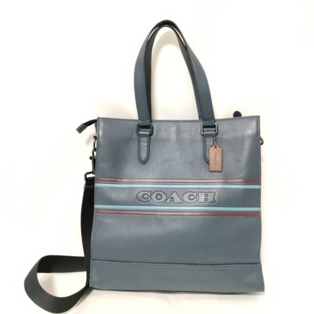 COACH Graham Structured Tote Handbag CH001 Blue Leather (Men's & Women's)